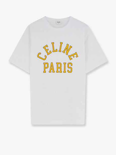 Celine Cotton T-shirt with front logo print - Opticwhiteyellowblue
