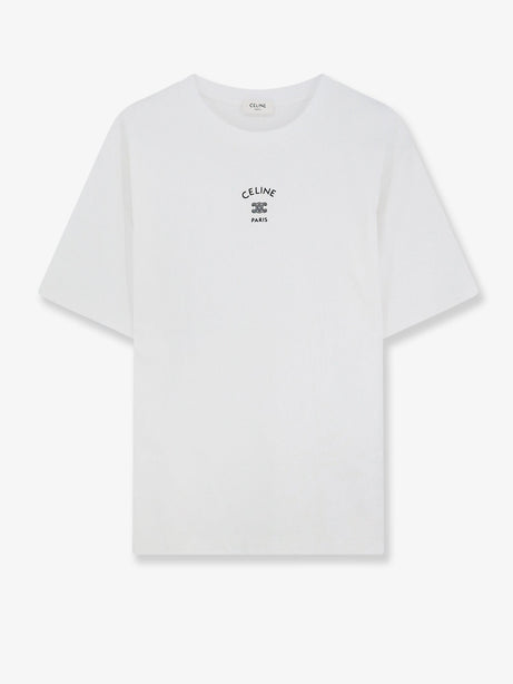 Celine Cotton blend T-shirt with front logo print - Offwhiteblack