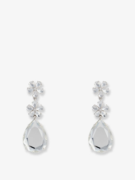 Self Portrait Crystal Flower Tiered Earrings - Silver