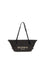 Balmain Calfskin and Raffia Track Shoulder Bag - Noir