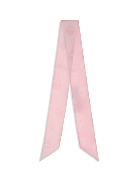 Alexander Mcqueen Skull Ribbon Scarf - Pink/Pink