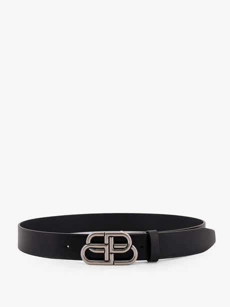 Balenciaga BB Large Leather Belt - Black
