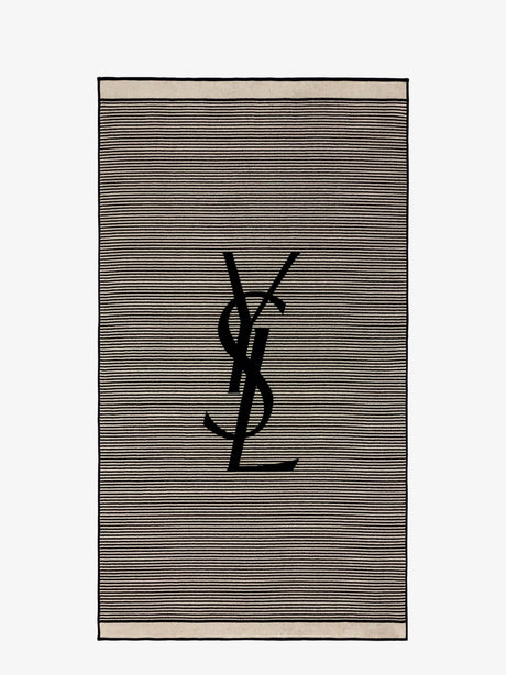 Saint Laurent Certified cotton striped beach towel - Beige/Black