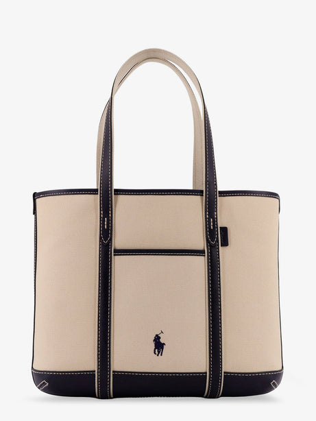 Polo Ralph Lauren Canvas shoulder bag with embroidered logo on the front - Ecrunavy