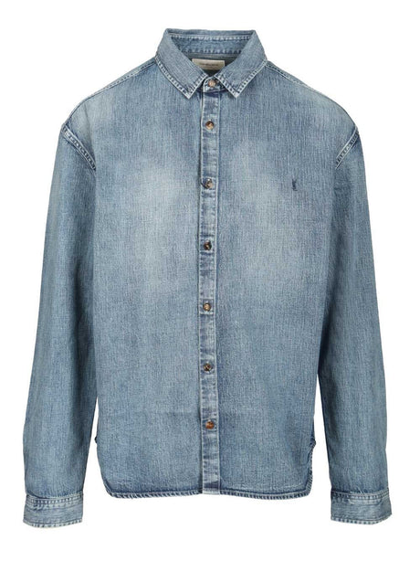 Saint Laurent Cassandre Denim Shirt - Sky Blue