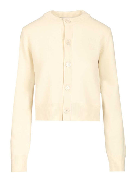 Ami Crew Neck Cardigan - White