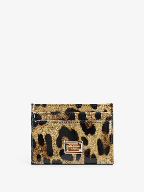 Dolce & Gabbana Patent leather card holder with animal print - Leopardato