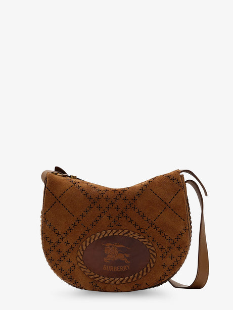 Burberry Tavistock suede crossbody bag with perforated pattern - Hazel