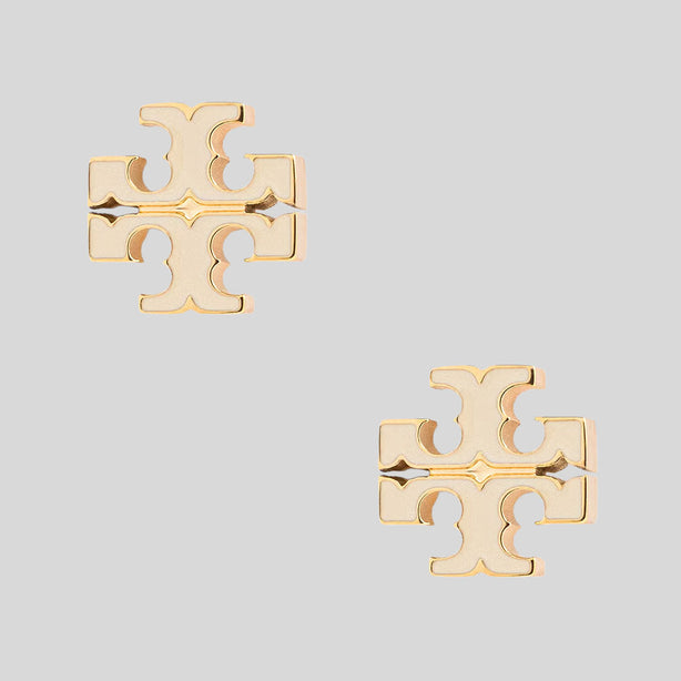 TORY BURCH Icon Enamel Stud Earrings New Ivory RS-177397