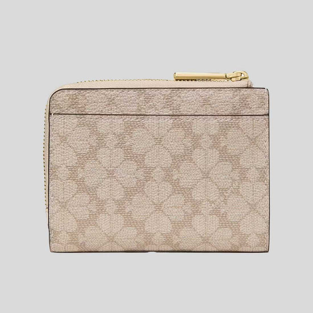 KATE SPADE Spade Flower Small L-zip Wallet Dark Beige Moon Dust RS-KN768