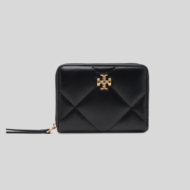 TORY BURCH Small Kira Diamond Quilted Zip-Around Wallet Black RS-159791