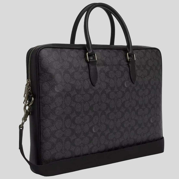 COACH Ethan Large Brief In Signature Canvas Charcoal/Black RS-CCF56