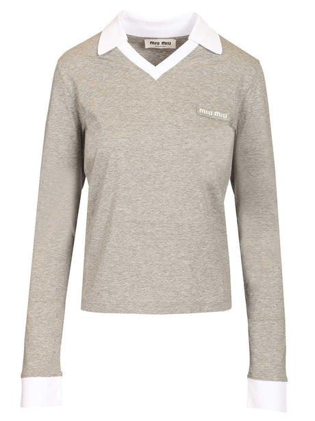 Miu Miu Cotton Jersey Sweatshirt - Grey