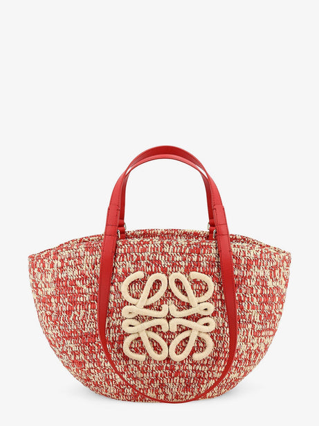 Loewe Paula's Ibiza -Medium Eclipse raffia and leather shoulder bag with 3D Anagram logo - Red