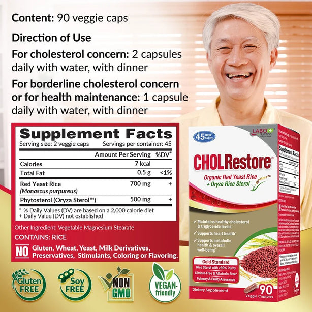LABO Nutrition CHOLRestore Red Yeast Rice - Cholesterol Triglyceride 90 caps