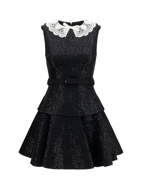 Self-Portrait Sequin bouclé Dress - Black