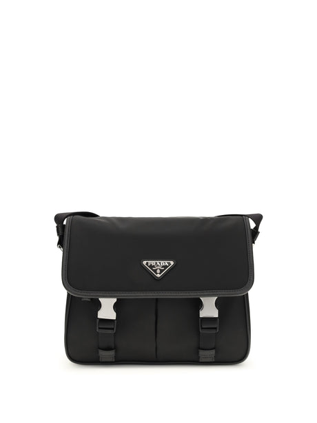 Prada Re-Nylon and Saffiano Shoulder Bag - Black