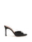 Amina Muaddi Camelia Mule Sandals - Black Satin+White Crystal
