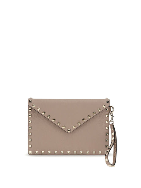 Valentino Garavani Rockstud Pouch in leather - Poudre