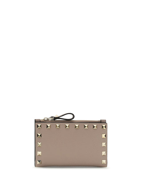 Valentino Garavani Rockstud zip Card Holder - Poudre