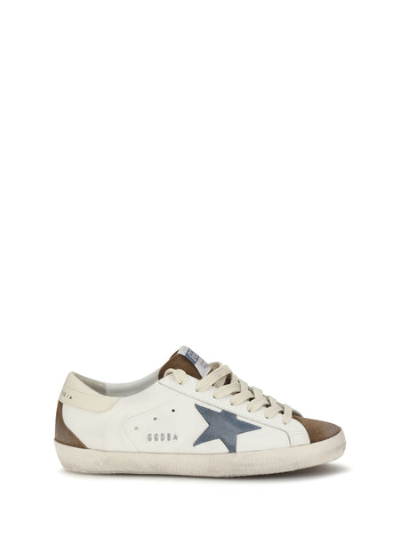 Golden Goose Super Star Sneakers - White/Brown/Blue Denim/Cream