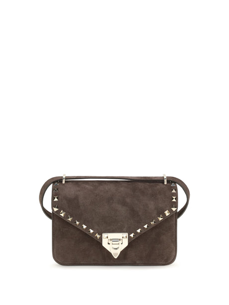 Valentino Garavani Rockstud mini suede Shoulder Bag - Ebony Brown