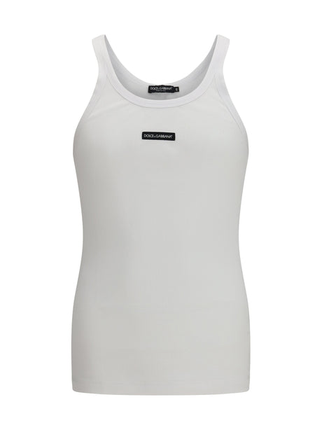 Dolce & Gabbana Cotton printed tank Top - White Ottico