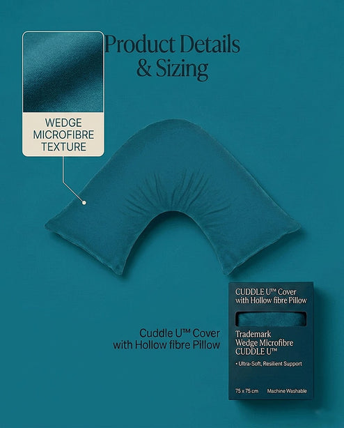 Rapee Cuddle U™ V-Shape Pillow & Microfibre Cover Set – 75 x 75 cm