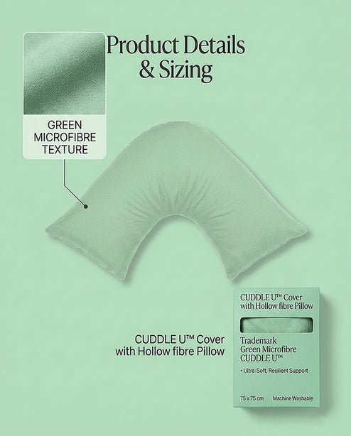 Rapee Cuddle U™ V-Shape Pillow & Microfibre Cover Set – 75 x 75 cm
