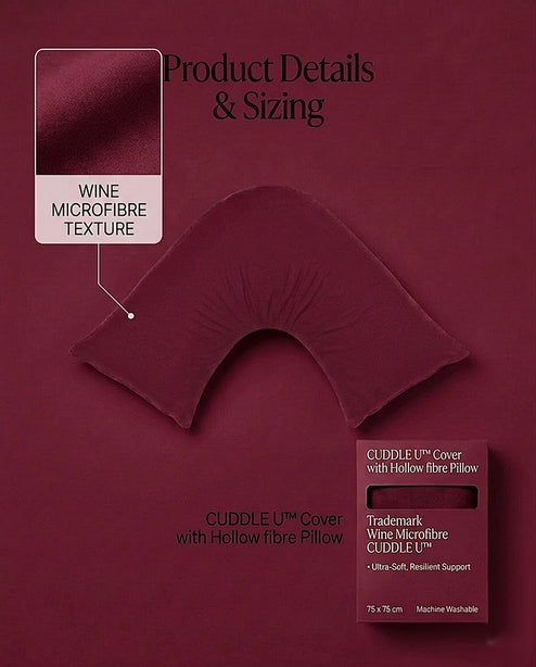 Rapee Cuddle U™ V-Shape Pillow & Microfibre Cover Set – 75 x 75 cm