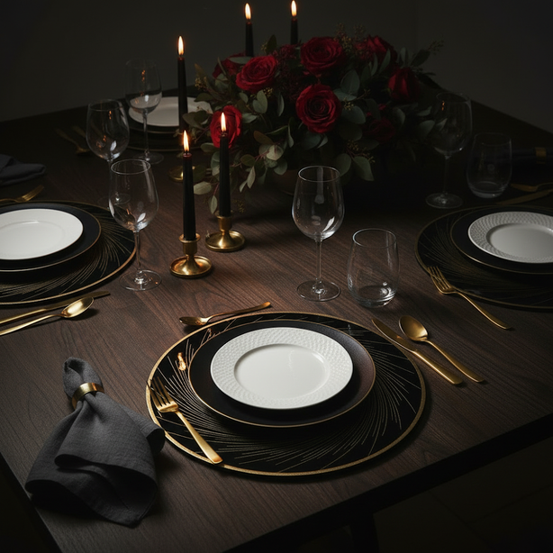 Rapee Balls Gold Embossed Placemat – Swirl Design – 38 cm Round