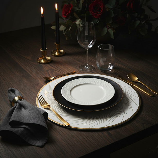 Rapee Balls Gold Embossed Placemat – Swirl Design – 38 cm Round
