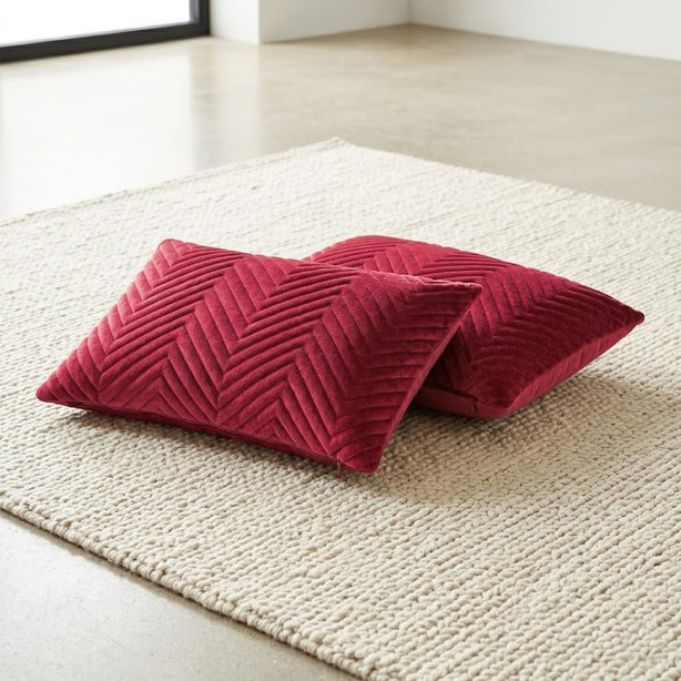PINSONIC Oblong Cover | Quilted Chevron Velvet - 33 x 45 cm