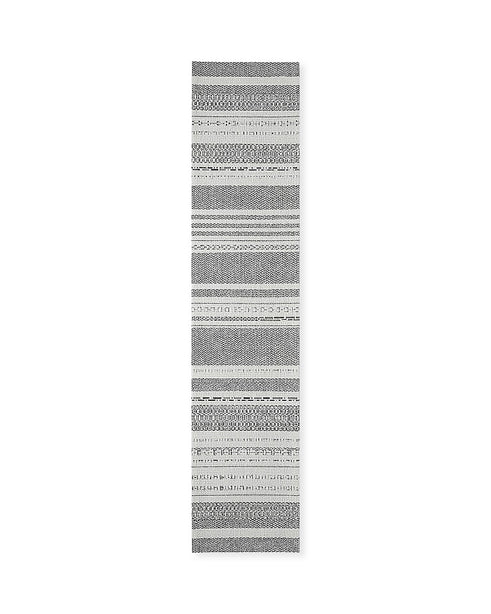 Rapee Fineline Woven Texilene Table Runner – Geometric Design – 30 x 135 cm - Grey