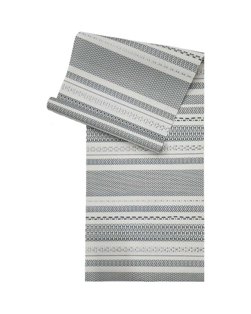 Rapee Fineline Woven Texilene Table Runner – Geometric Design – 30 x 135 cm - Grey