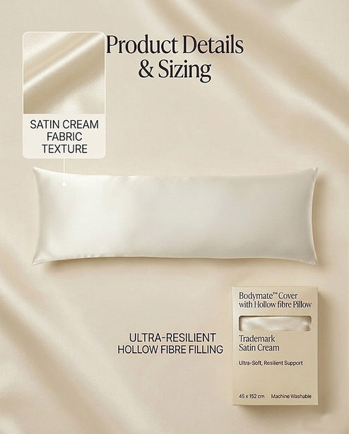 Rapee Satin BODYMATE™ Set Pack | Satin Cover with Pillow - 45 x 152 cm