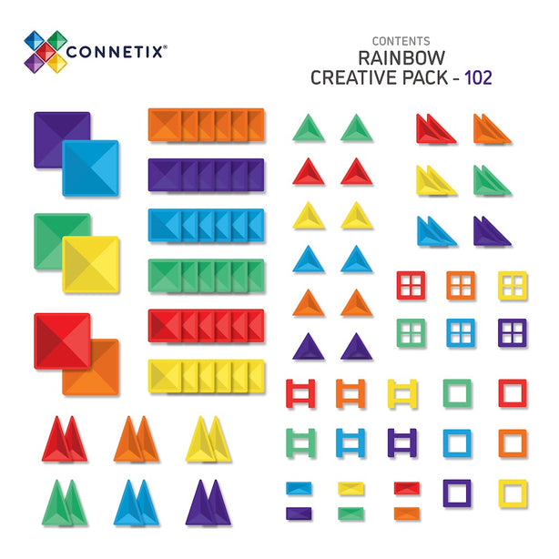 Connetix Tiles Rainbow Creative Pack 102 Pcs Educational Magnetic Tiles