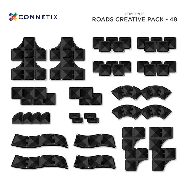 Connetix Tiles Creative Roads Pack 48 Pcs Educational Magnetic Tiles