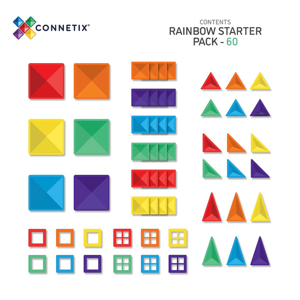 Connetix Tiles Rainbow Starter Pack 60 Pcs Educational Magnetic Tiles