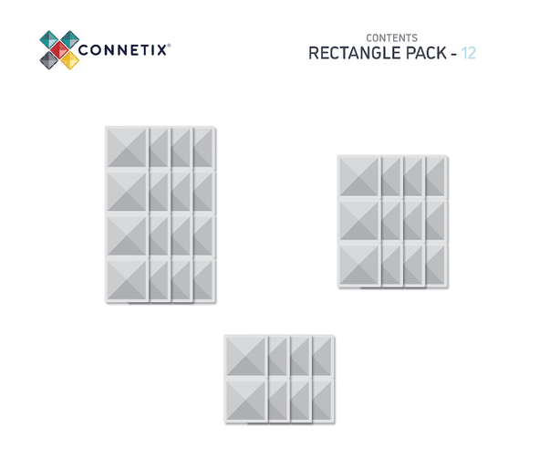 Connetix Tiles Clear Rectangle Pack 12 Pcs Educational Magnetic Tiles