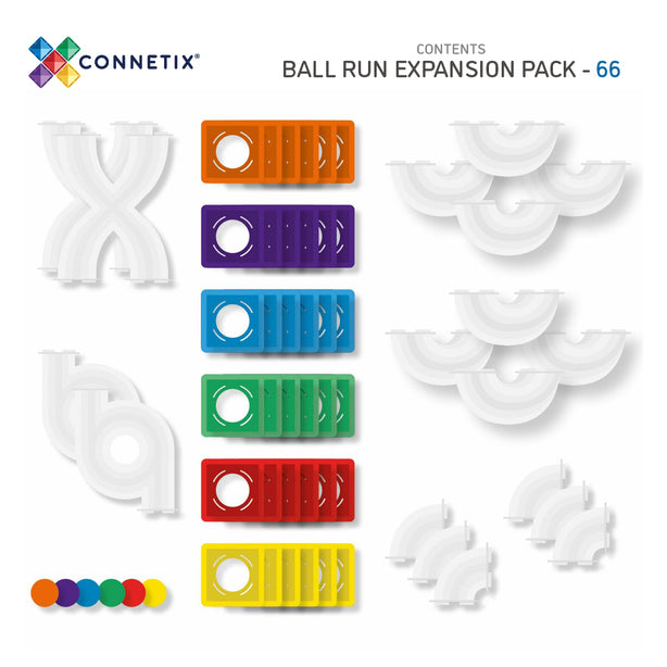 Connetix Tiles Rainbow Ball Run Expansion Pack 66 Pcs Educational Magnetic Tiles