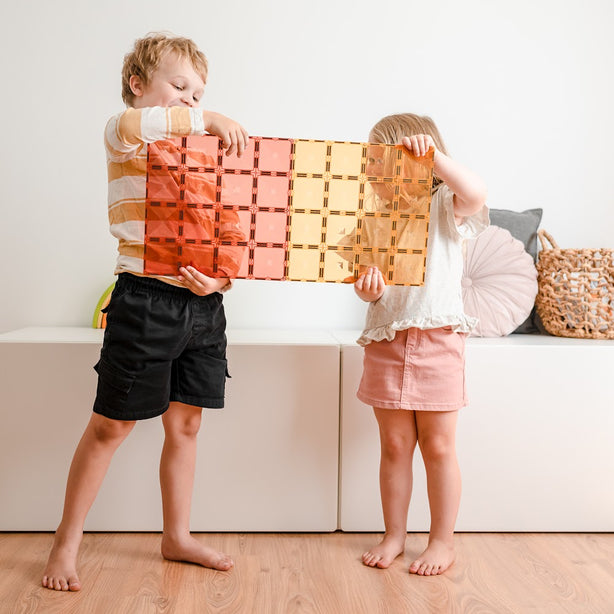 Connetix Tiles Pastel Lemon & Peach Base Plate 2 Pcs Educational Magnetic Tiles