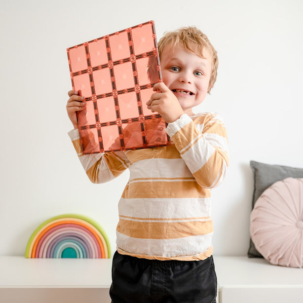Connetix Tiles Pastel Lemon & Peach Base Plate 2 Pcs Educational Magnetic Tiles
