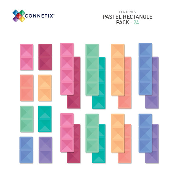 Connetix Tiles Pastel Rectangle Pack 24 Pcs Educational Magnetic Tiles