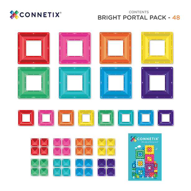 Connetix Tiles Bright Portal Pack 48 Pcs Educational Magnetic Tiles