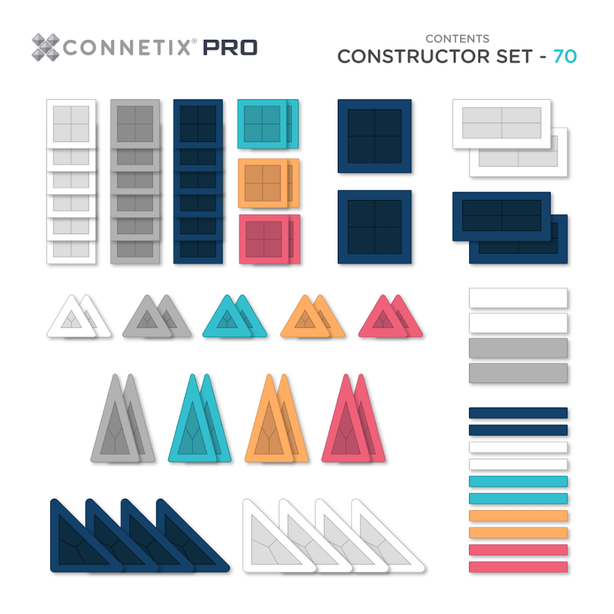 Connetix Tiles PRO Constructor Set 70 Pcs Educational Magnetic Tiles