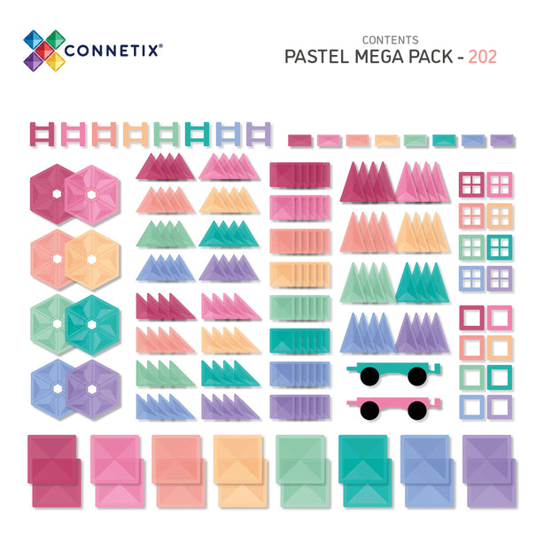 Connetix Tiles Pastel Mega Pack 202 Pcs Educational Magnetic Tiles