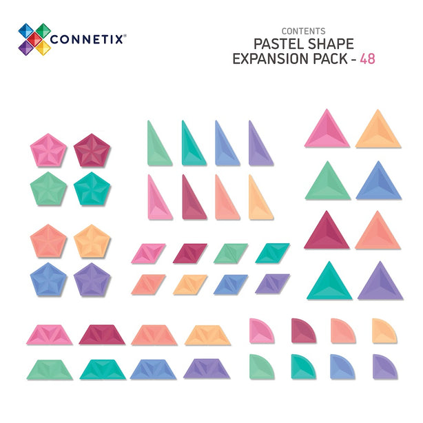 Connetix Tiles Pastel Shape Expansion Pack 48 Pcs Educational Magnetic Tiles