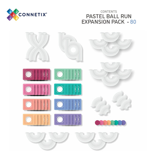 Connetix Tiles Pastel Ball Run Expansion Pack 80 Pcs Educational Magnetic Tiles