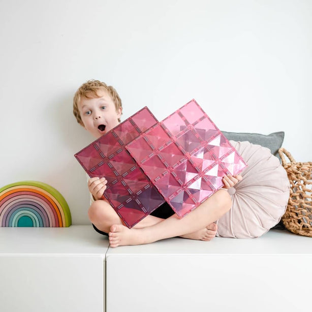 Connetix Tiles Pastel Pink & Berry Base Plate 2 Pcs Educational Magnetic Tiles